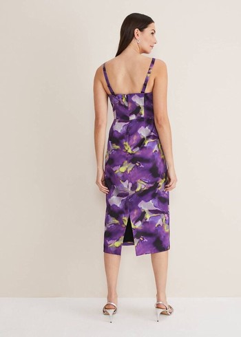 Phase Eight Adelita Abstract Print Dress Purple/Multicolor Australia | LB0873426